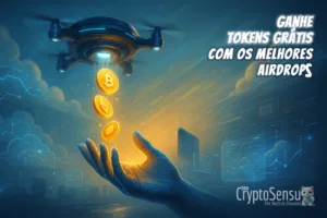 airdrops de criptomoedas com tokens grátis sendo distribuídos