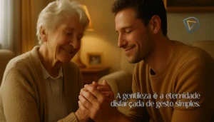 Gentileza entre gerações: mãos entrelaçadas em gesto de afeto e espiritualidade
