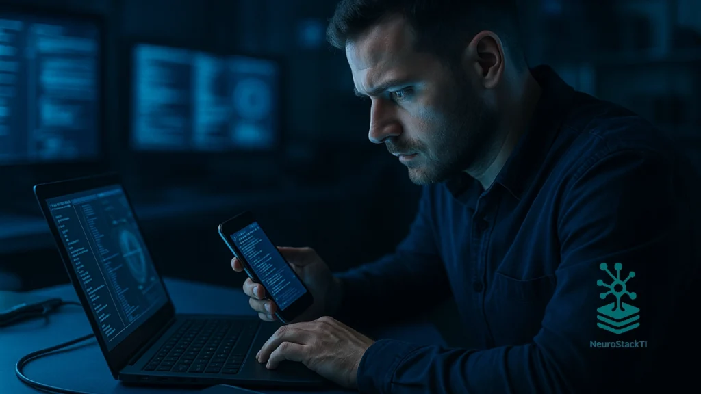 Analista forense digital analisando evidências
